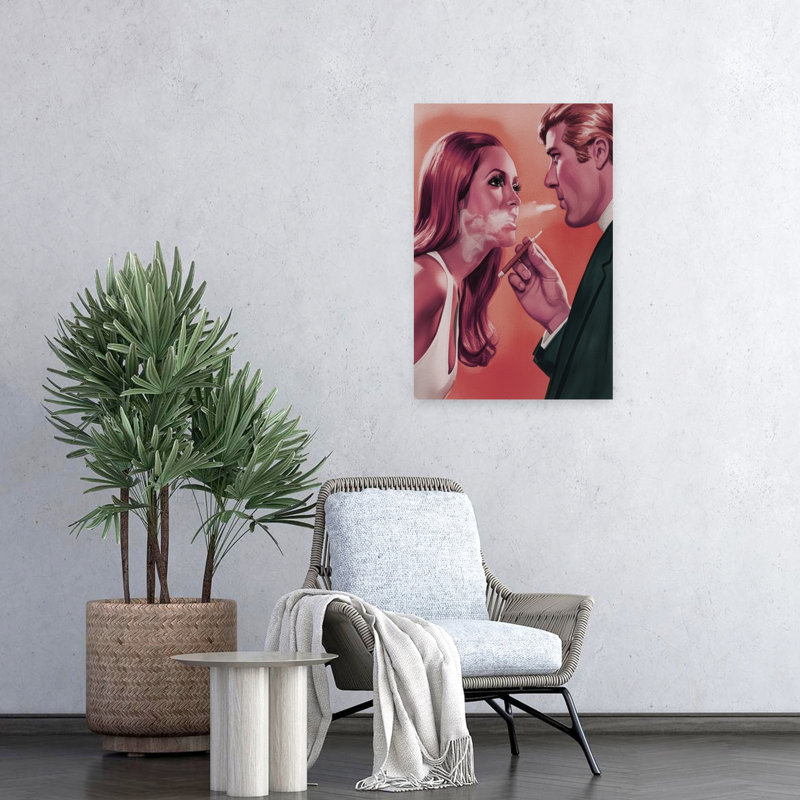 «Flirtatious Smoke Break», art mural rétro romantique, H 24 po x l 16 po