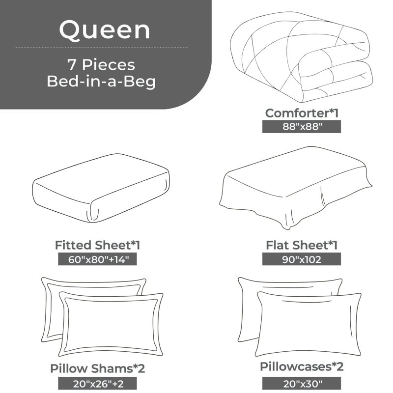 7-Piece Green Quilt Sets, QUEEN