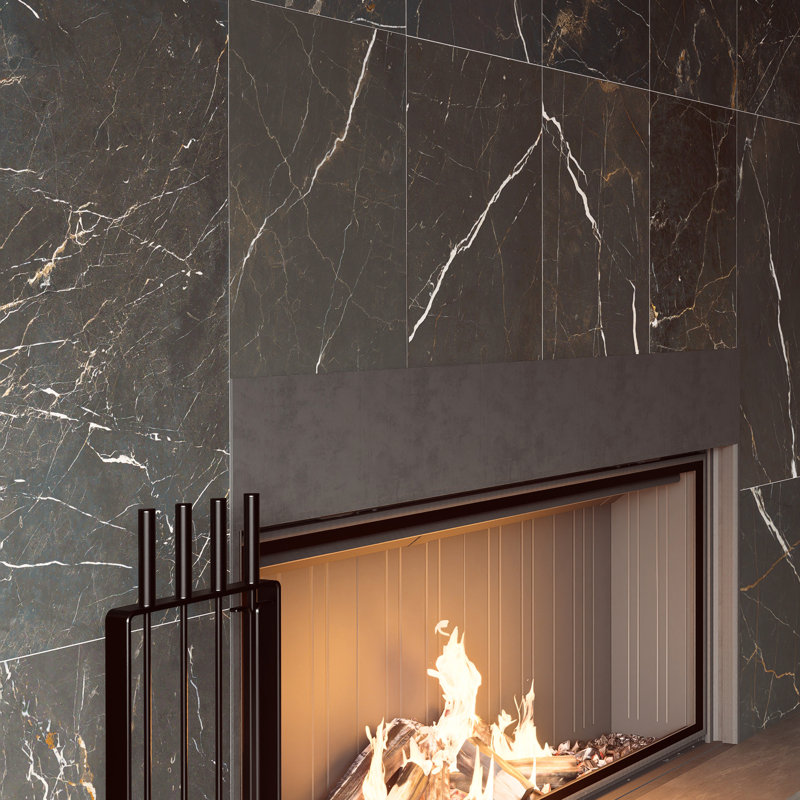 Reve 23-1/2 in. x 47-1/8 in. Porcelain Floor and Wall Tile, Black/White