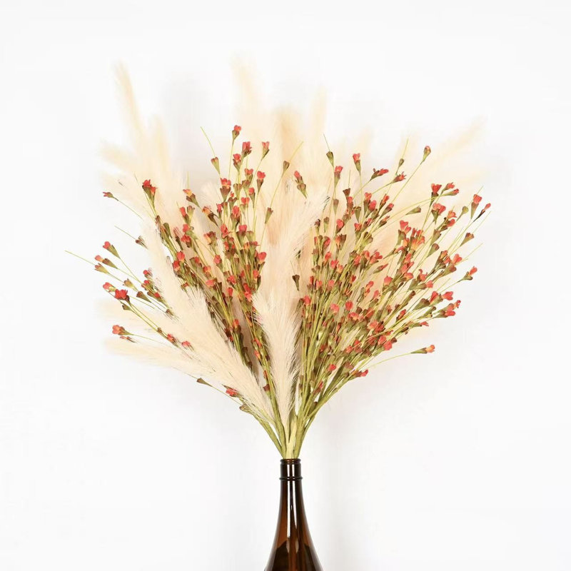 36 po Arrangement floral de fleurs de pampas artificielles pour remplissage de vases, Orange
