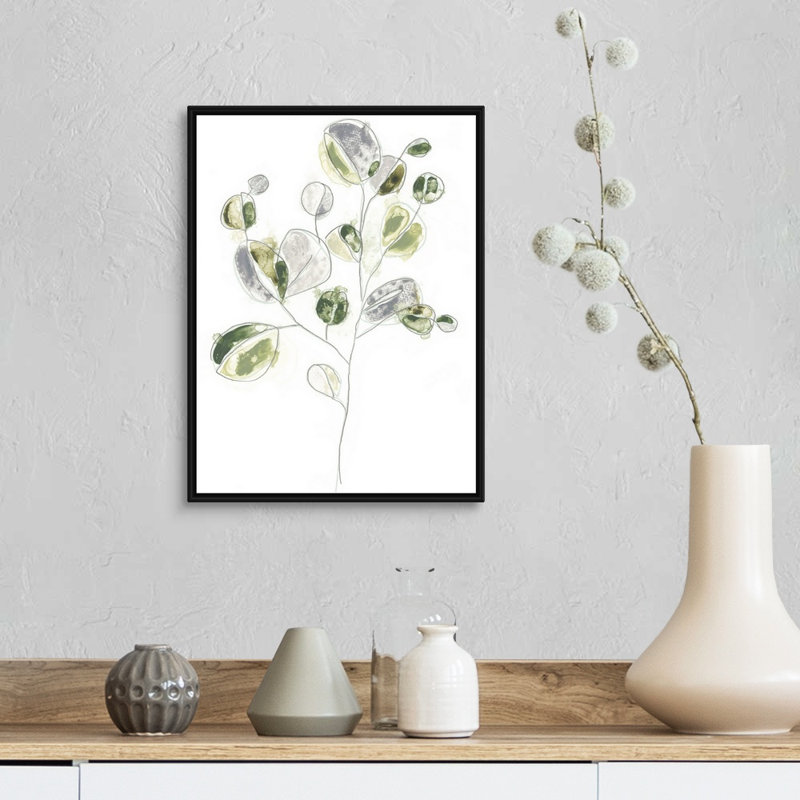 Sea Greens II, art mural sur toile, H 18 po x l 14 po, Toile avec cadre noir