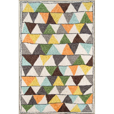 Multicolor Triangle Geometric Decorative Washable Rug