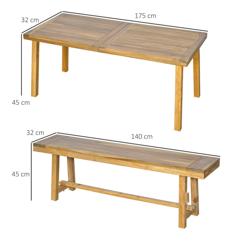 4 - Person Acacia Patio Dining Set with Rectangular Table