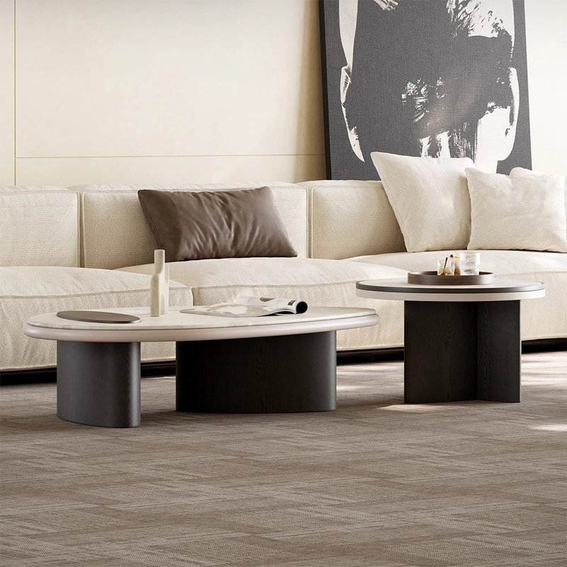 Simple shaped microcrystalline stone coffee table