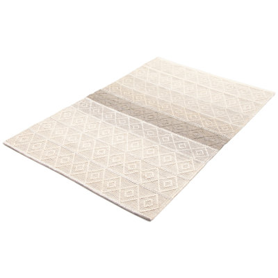 Tapis nouvel âge en laine rectangulaire de 5 pi 1 po x 7 pi 9 po Dempsy crème