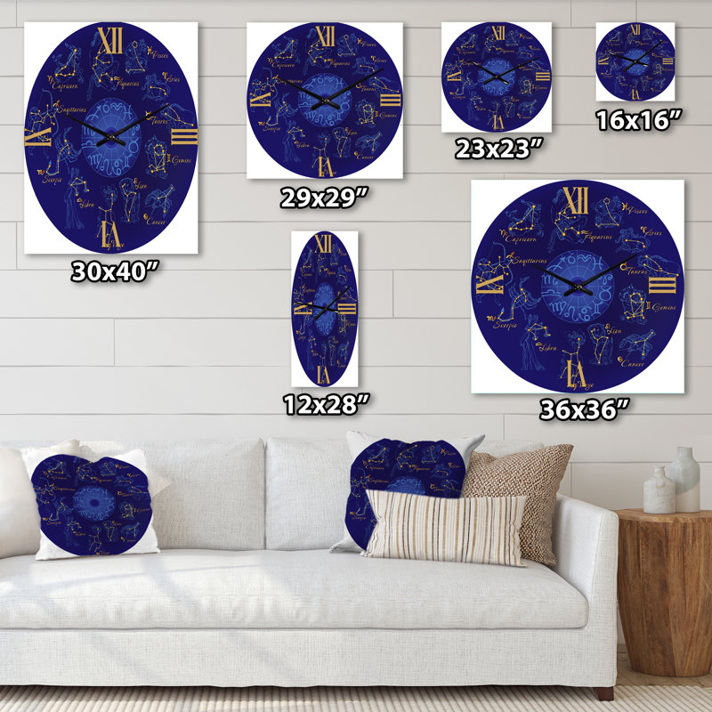 Zodiaque avec constellations et signes du zodiaque - Horloge murale moderne, Petit