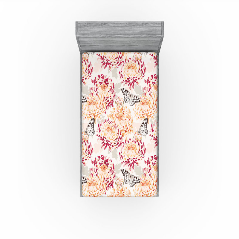Drap-housse Ambesonne Nature Vibes Chrystanthemum, Drap-housse de taille simple
