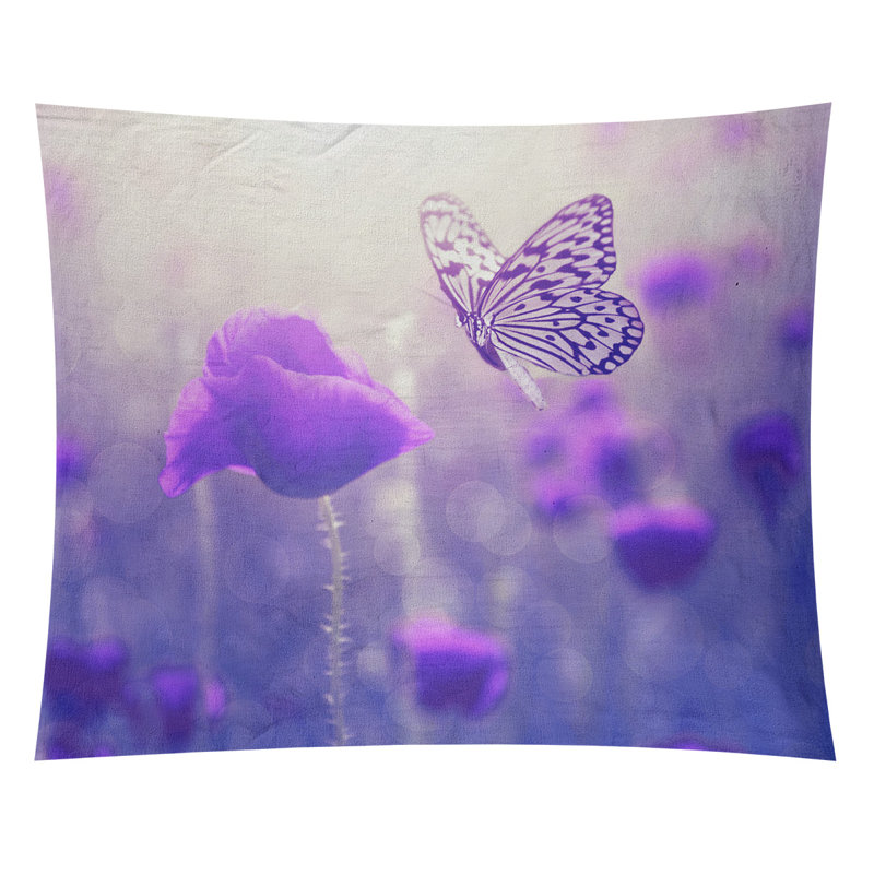 Tapisserie papillon et rose Bourbeau, Intérieur, H 91 po x l 107,5 po