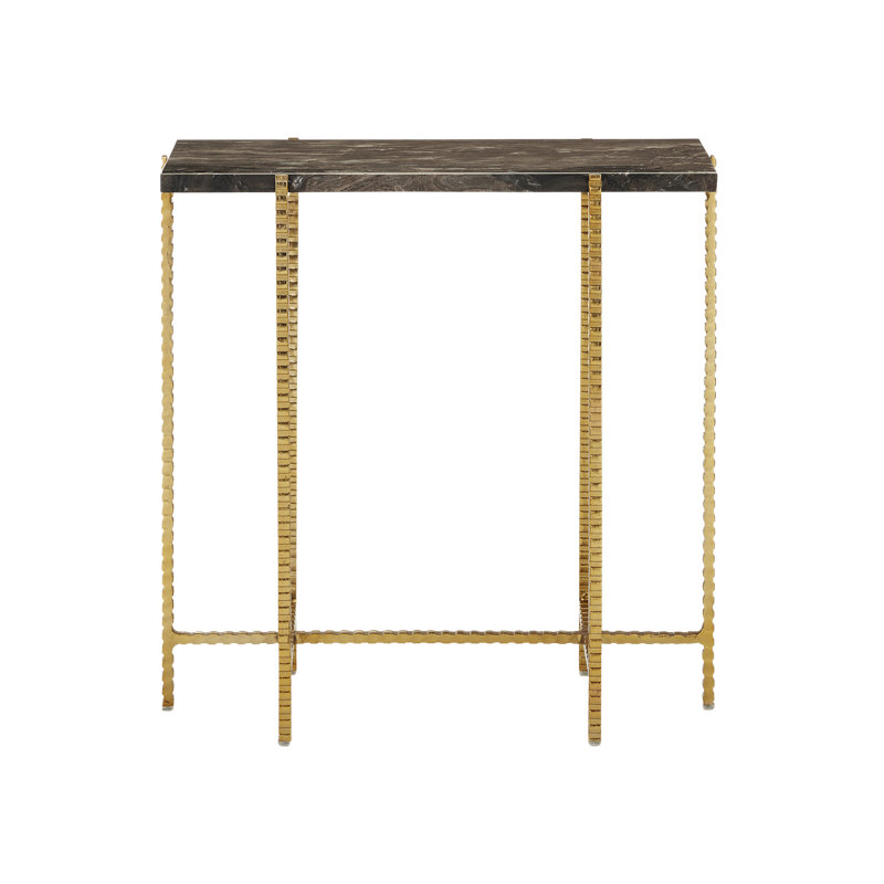 Flying Gold Marble Top End Table, 23.25" H x 22" W x 9.5" D