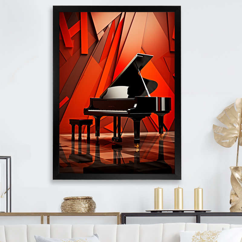 Concerto pour piano à queue rouge, Cadre simple noir, H 32 po x l 24 po x P 1 po