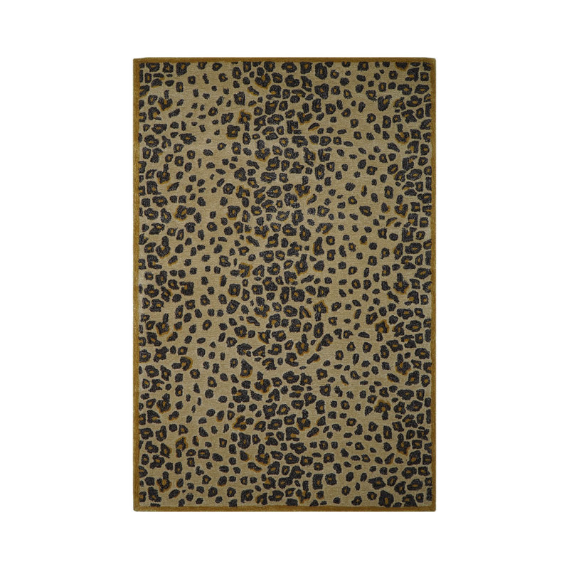 Multi Size Beige Hand Tufted Modern Animal Print Wool Area Rug, Rectangle 2'6" x 4'3"