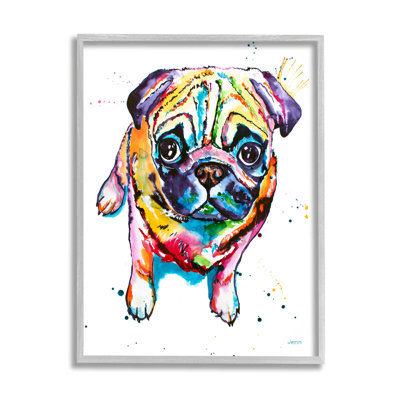 " Fun Hued Pug Puppy Animal " by Jen Seeley