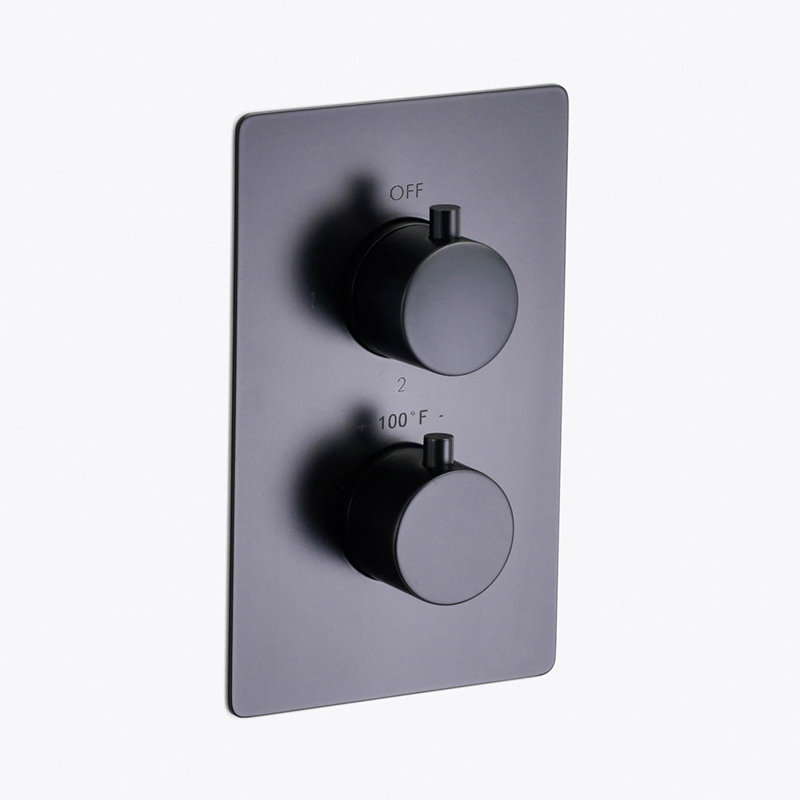 Metro 3 Way Thermostatic Complete Shower Set - Ceiling Mount - 16" Brass/Matt Black