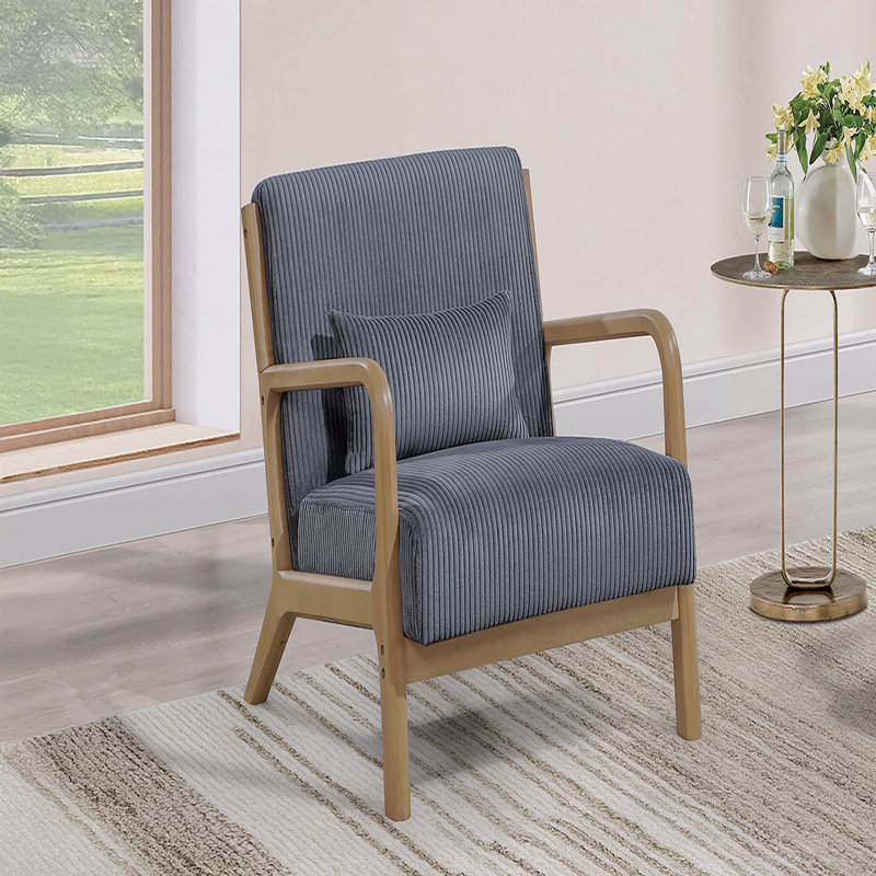 Chaise d'appoint - Coussin de siège rembourré en velours côtelé gris foncé, Gris foncé