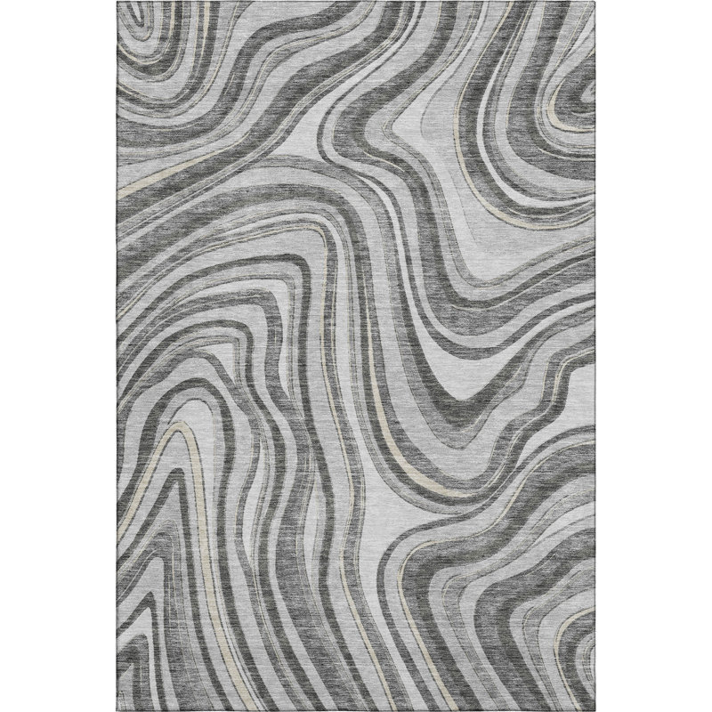 Premium Machine Washable Prisco Gray Rug, Rectangle 3' x 5'