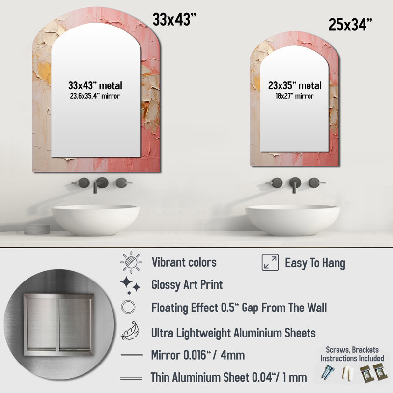Décoration de miroir beige or minimaliste Poteries, 34 po x 25 po