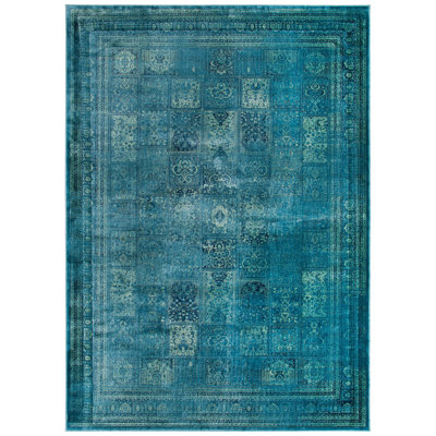 Tapis oriental turquoise / gris Evanoff