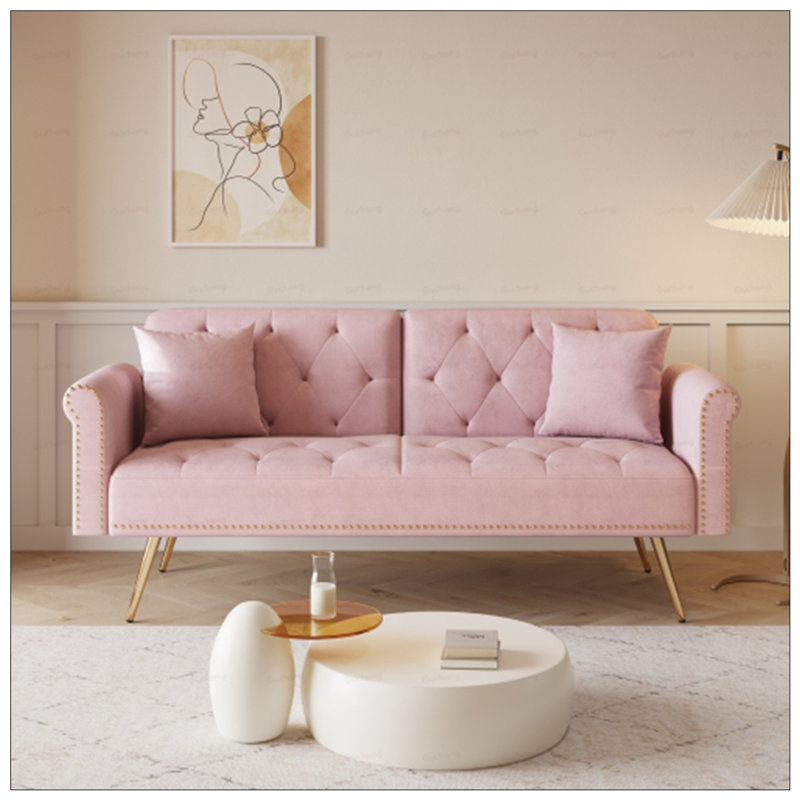 Canapé-lit polyvalent avec coussin moelleux et conception ergonomique pour un confort ultime et une efficacité d'espace, Rose