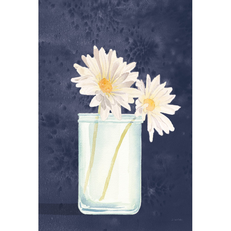 Tranquil Blossoms IV Navy by James Wiens - Wrapped Canvas Painting, 30cm H x 20cm W