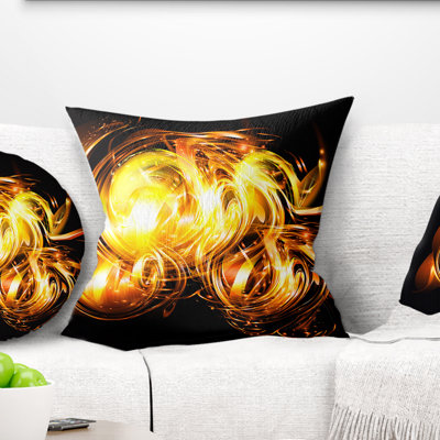 Feu abstrait fractal abstrait sur fond noir - coussin imprimé abstrait