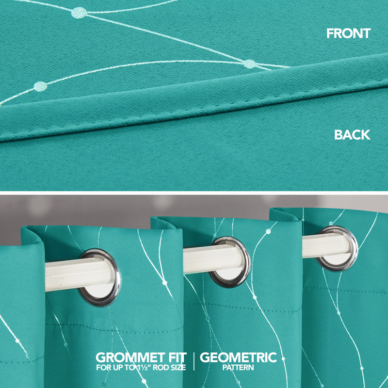Cohmer Room Darkening Curtain Pair, 52" W x 84" L, Turquoise