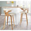 Tabourets de bar Laquietta 30 po à hauteur fixe avec pieds en bois courbé et repose-pieds rond-92170250-92170249