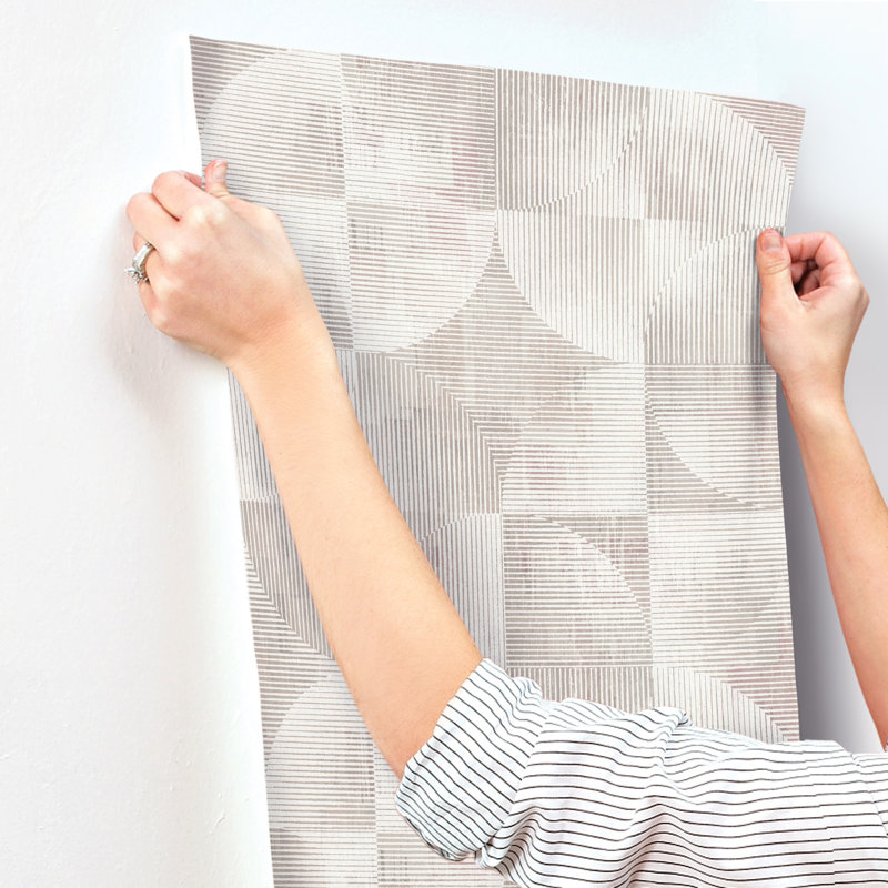 Woodbine Sage Abstract Geometric Wallpaper, Pink