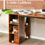 Bureau d'ordinateur avec 5 tablettes latérales et structure en métal-1708423705