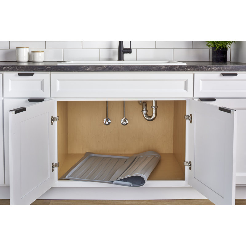 Gray Flexible Polymer Trim-to-Fit Drip Tray for 33" - 36" Sink Base Cabinets, 0.75'' H x 34.5'' W x 23.25''D