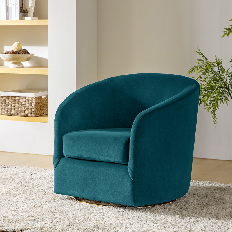Amarante Contemporary and Classic Velvet Swivel Chair, Teal 