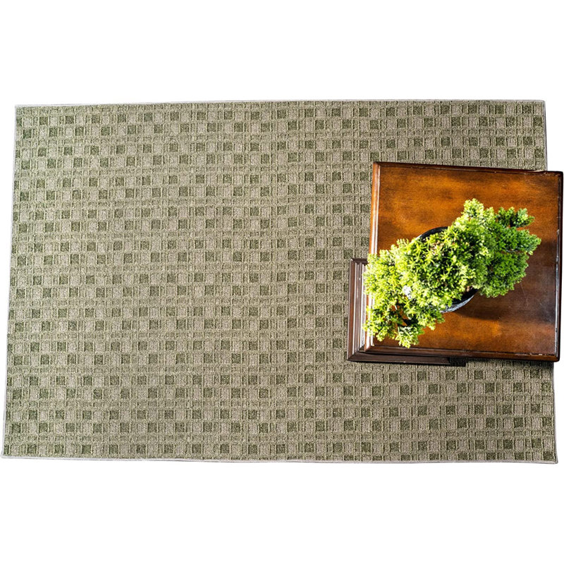 Ensemble de tapis intérieur / extérieur en polyester touffeté à la machine Bollana, Carré 3 pi