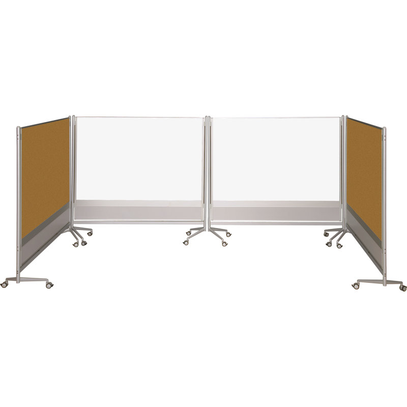 DOC Mobile Dry Erase and Cork Bulletin Divider, 6' H x 6' W, Natural Cork/Porcelain