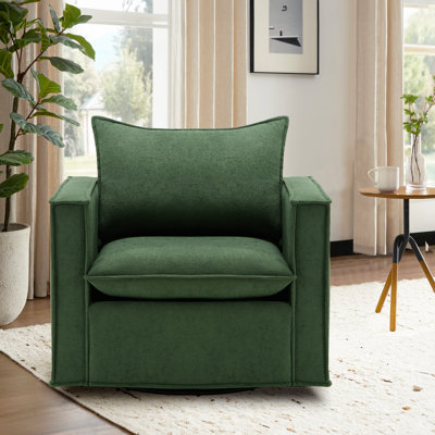 Velvet Swivel Chair - Plush Upholstered Armchair W/ 360° Rotation & Sturdy Base, 136kg