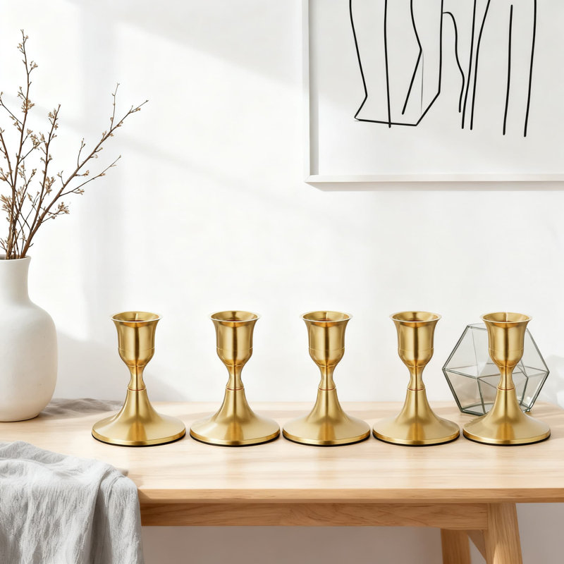 Set Of 12 Taper Candle Holders, Vintage Metal Candlestick Holders For Table Centerpiece And Mantel Decor, Wedding And Party Decoration