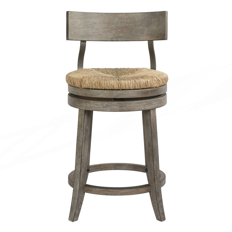 Tabouret de bar 1PC à hauteur de comptoir avec siège en ruppie maritime naturelle, Natural/Gray
