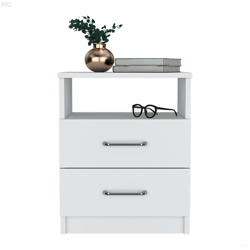 Two Drawers, One Shelf, White