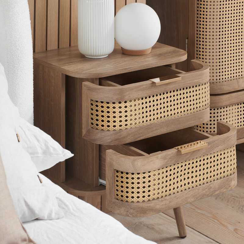 Almuth 45cm W Manufactured Wood Bedside Table, Oak