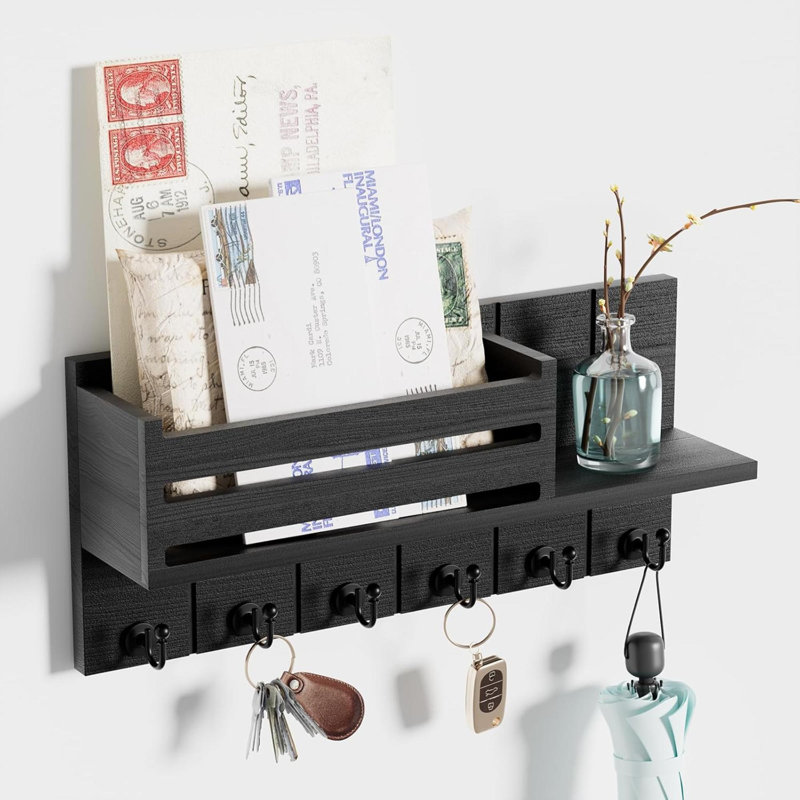Wood Wall Organizer, Black