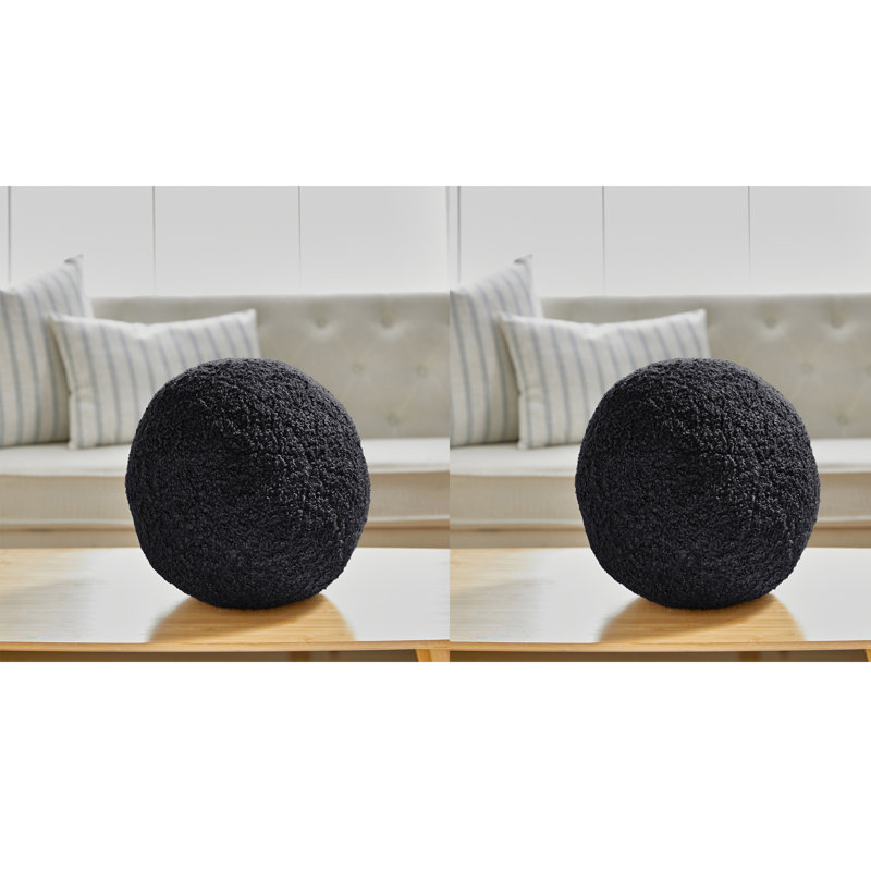 French Boucle Poodle Velvet Reversible Throw Pillow, Black, 10"H x 10"W