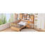 Lit simple en bois avec bureau axé sur la productivité, bibliothèque et chaise, plateforme naturelle Caractéristiques multifonctionnelles: chaise intégrée-102025599
