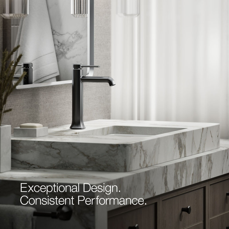 Occasion Tall Single-Handle Vessel Sink Bathroom Faucet with Drain Assembly, Matte Black, 1.2 GPM