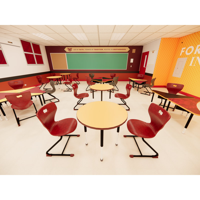 Table d'apprentissage collaboratif avec pieds de luxe - ronde - 30 po de diamètre, Aigue-marine, H 29 po x L 30 po x l 30 po
