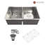 Évier de cuisine en acier inoxydable à double cuve encastrable L 33 po x l 19 po