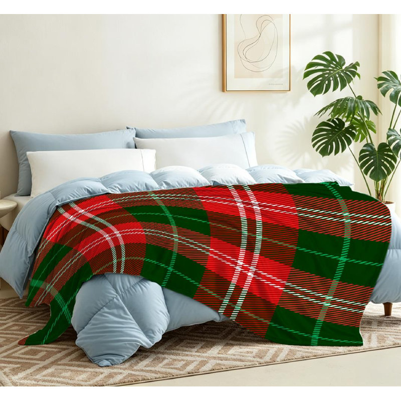 Jeté en molleton noir ultra doux en flanelle à motif écossais rouge, Jeté 50 po x 60 po