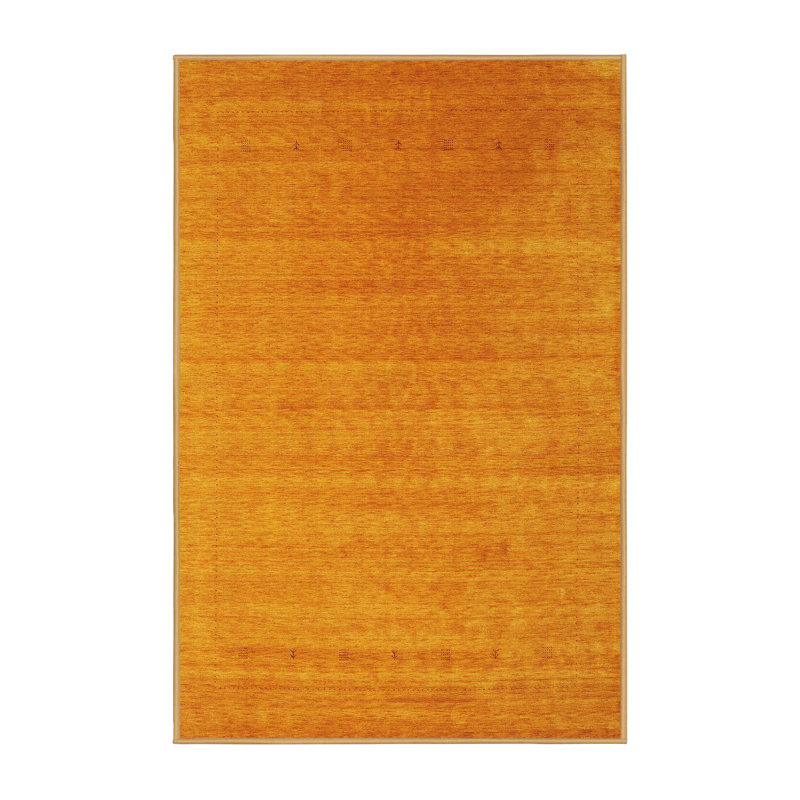 Tapis de zone jaune contemporaine, Rectangle 5 pi x 7 pi