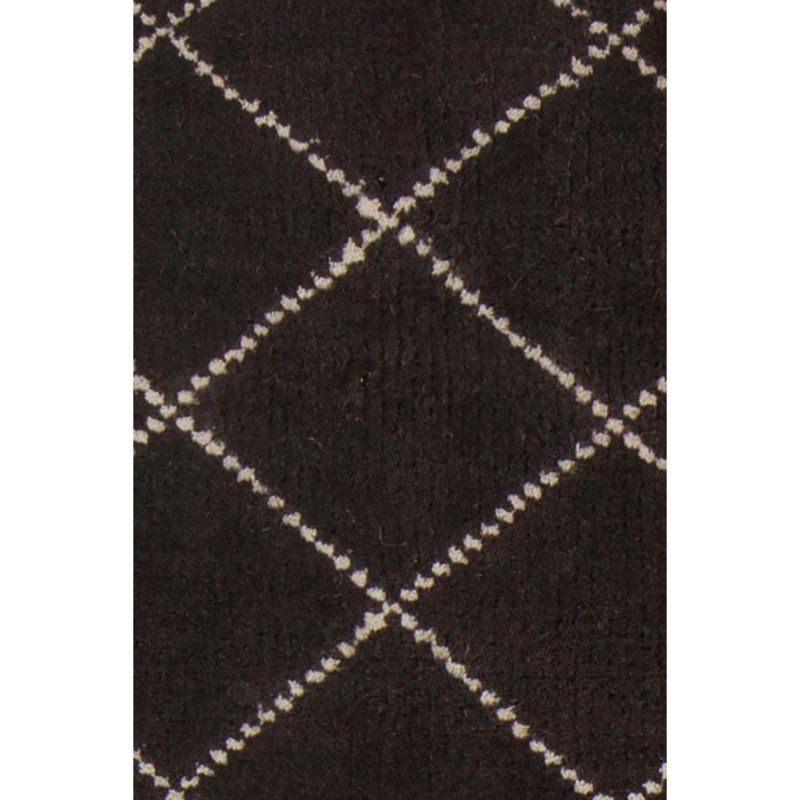 Tapis contemporain en laine noué à la main Yannery - brun / blanc, Rectangle 7 pi 9 po x 10 pi 6 po