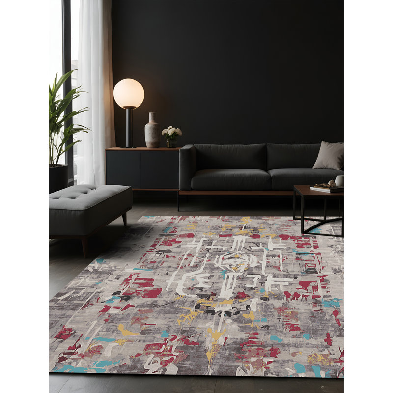 Tapis gris soyeux et moelleux, Carré 4 pi