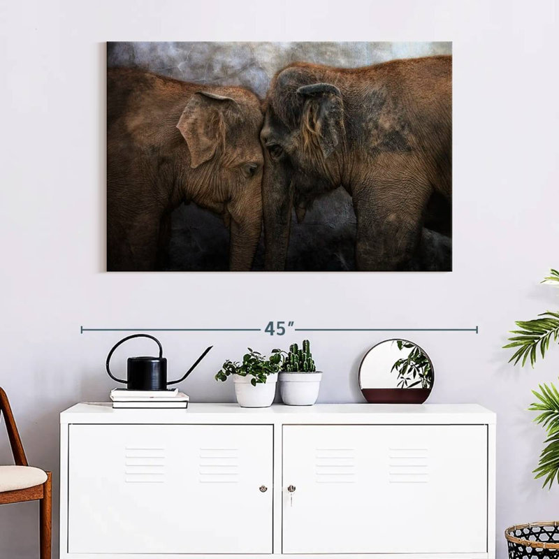 Brampt Elephant Young Love, 26" H x 39" W