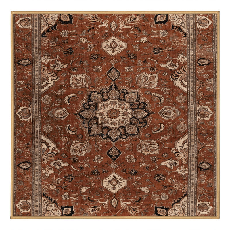 Tapis brun lavable à la machine, Carré 8 pi
