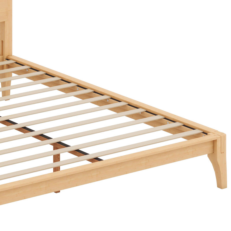 Lit plateforme, Bambou/métal, Naturel, Lit double